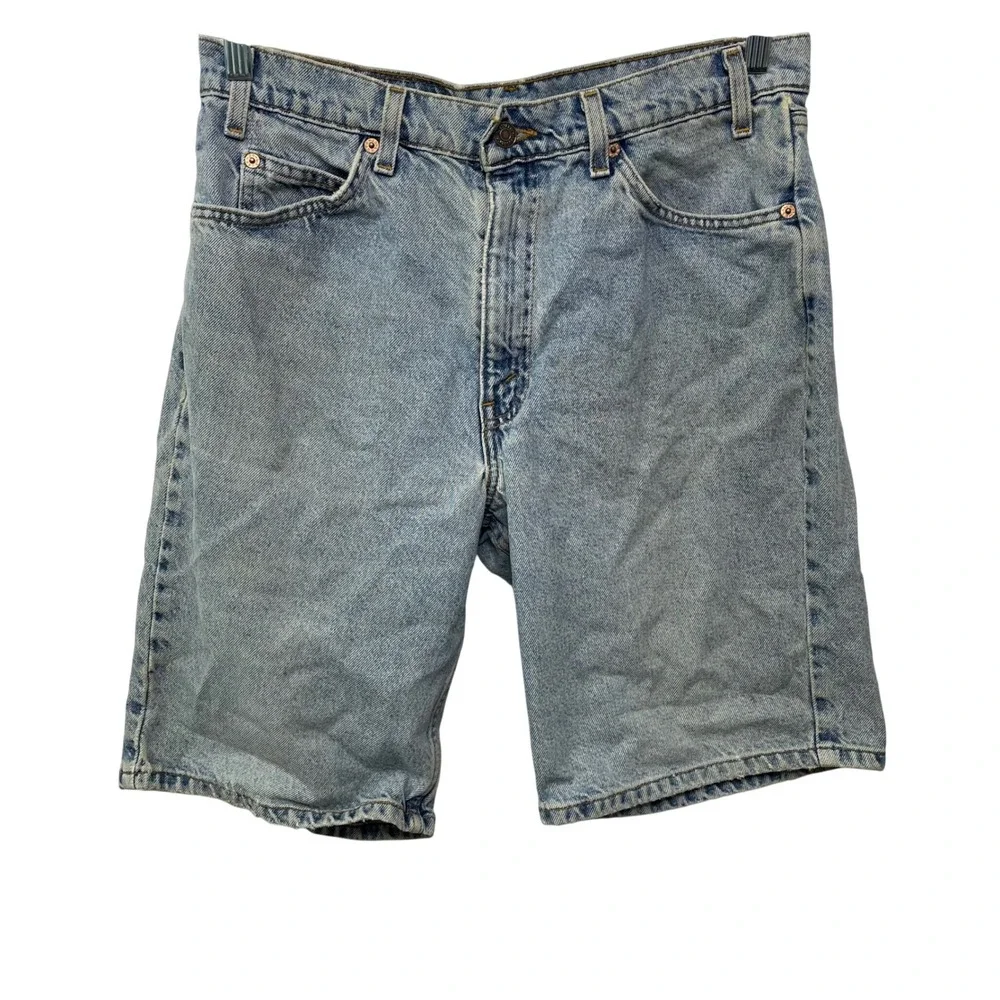 Vintage 90s Levis 550 Orange Tab Denim Shorts Baggy Thrashed 34 Jorts Skate Work